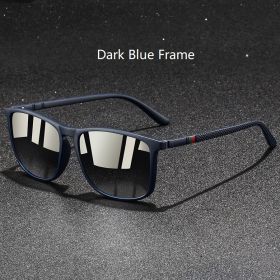 Fashion Colorful stripes Vintage Square Sunglasses For Men Women Driving Fishing Brand Designer Sun Glasses Man UV400 Eyewear (Lenses Color: Dark Blue Frame)
