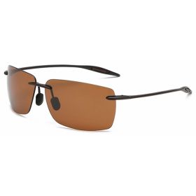 Ultralight TR90 Sunglasses Men Women Frameless Driver Driving Sun Glasses Fashion Outdoor Fishing Hiking Running Sports Shades (Lenses Color: Brown)