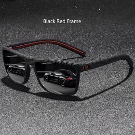 Classic Vintage Check Pattern Square Sunglasses Men Women Fashion Fishing Driving Man Sun Glasses UV400 Retro Eyewear (Frame Color: ZENOTTIC, Lenses Color: Black Red)