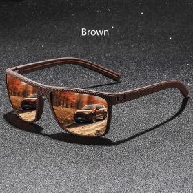 Classic Vintage Check Pattern Square Sunglasses Men Women Fashion Fishing Driving Man Sun Glasses UV400 Retro Eyewear (Frame Color: ZENOTTIC, Lenses Color: Brown)