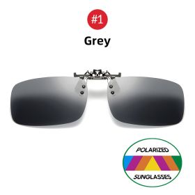 VIVIBEE Mirror Blue Flip Up Clip on Sunglasses Fishing Men Square Polarized Lens Metal Night Vision Driving UV400 Women Glasses (Frame Color: Without Plastic Case, Lenses Color: 1 Grey)