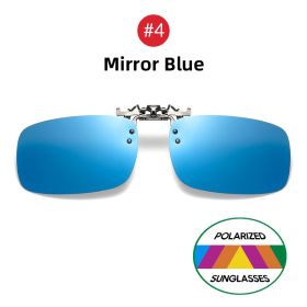 VIVIBEE Mirror Blue Flip Up Clip on Sunglasses Fishing Men Square Polarized Lens Metal Night Vision Driving UV400 Women Glasses (Frame Color: Without Plastic Case, Lenses Color: 4 Mirror Blue)