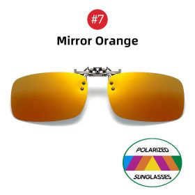 VIVIBEE Mirror Blue Flip Up Clip on Sunglasses Fishing Men Square Polarized Lens Metal Night Vision Driving UV400 Women Glasses (Frame Color: With Plastic Case, Lenses Color: 7 Mirror Orange)