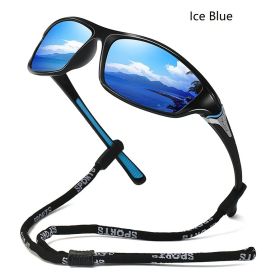 Men And Women Outdoor Sports Polarized Sunglasses With Chain Cycling Climbing Skiing Fishing Vintage Sun Glasses UV400 Eyewear (Lenses Color: ChainD23(Ice Blue))