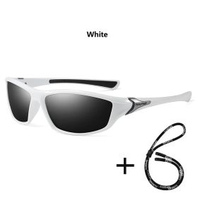 Men And Women Outdoor Sports Polarized Sunglasses With Chain Cycling Climbing Skiing Fishing Vintage Sun Glasses UV400 Eyewear (Lenses Color: ChainD23(White))