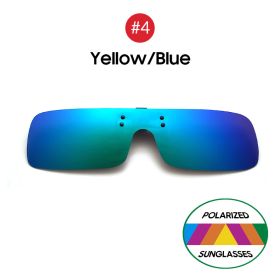 VIVIBEE Siamese Men Square Clip on Polarized Night Driving Glasses with Yellow 2023 Fishing Women Sunglasses Clips (Frame Color: Without Plastic Case, Lenses Color: 4 Yellow Blue)
