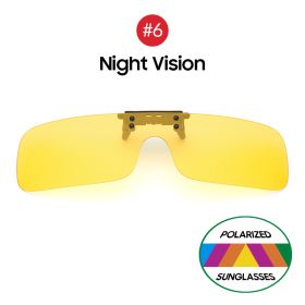 VIVIBEE Siamese Men Square Clip on Polarized Night Driving Glasses with Yellow 2023 Fishing Women Sunglasses Clips (Frame Color: Without Plastic Case, Lenses Color: 6 Night Vision)