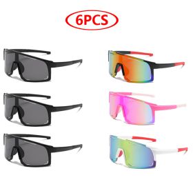 Sports Wrap Around Sunglasses For Women Men Large One Piece Sun Shades For Cycling Fishing Skiing Fashion Sun Glasses UV400 (Lenses Color: 6pcs red)