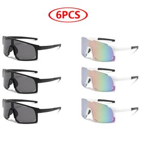 Sports Wrap Around Sunglasses For Women Men Large One Piece Sun Shades For Cycling Fishing Skiing Fashion Sun Glasses UV400 (Lenses Color: 6pcs white)