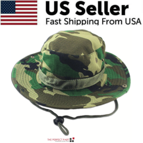 Wide Brim Sun Hat UV Protection Bucket Cap For Hiking Camping Fishing Safari Men (Hat Color: Boonie Army Camo)